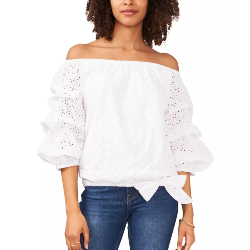 Vince Comuto Bubble Sleeve Off The Shoulder Top Size S